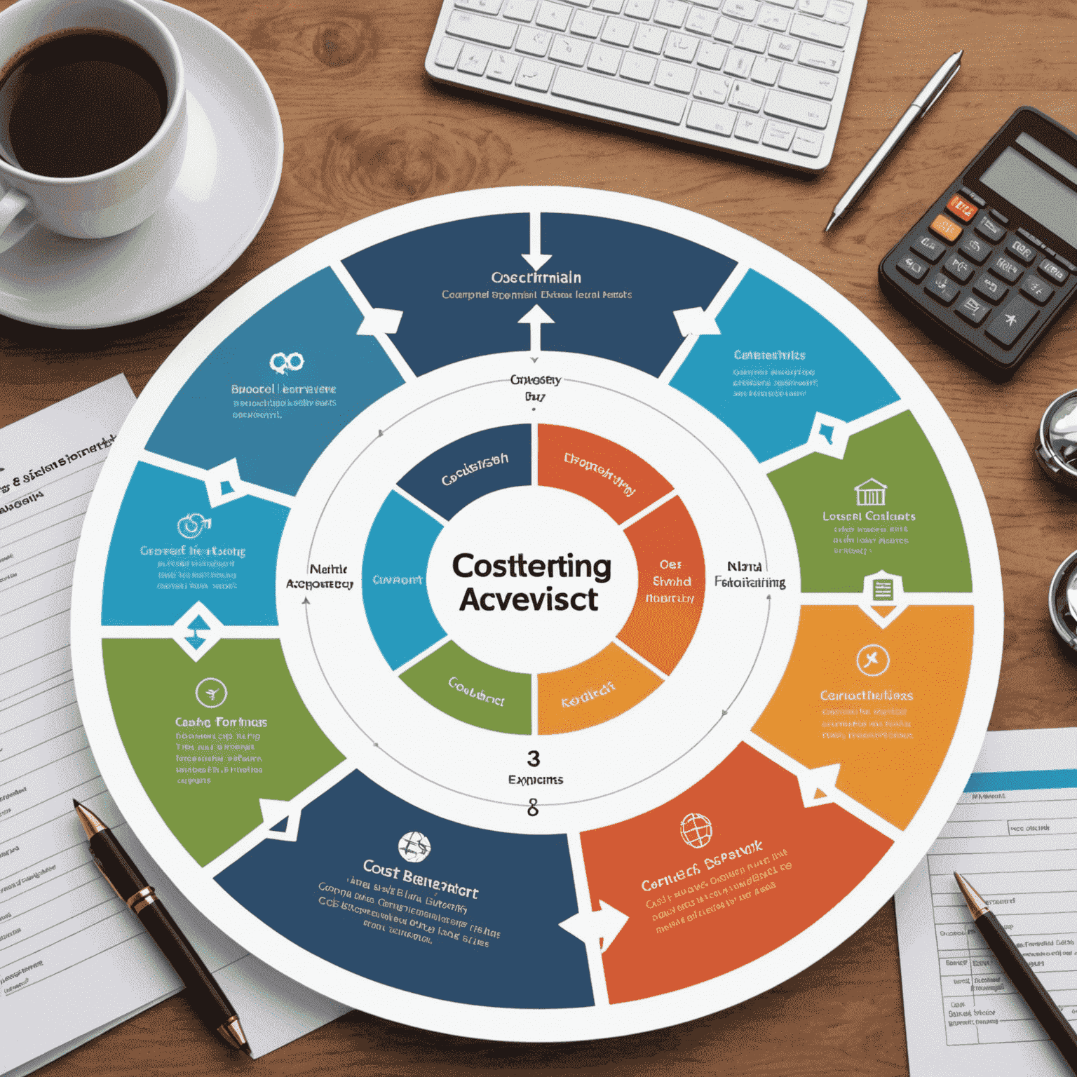 Diagram illustrating the steps in conducting a cost analysis, including gathering financial data, categorizing expenses, comparing to industry benchmarks, and identifying areas for cost reduction.